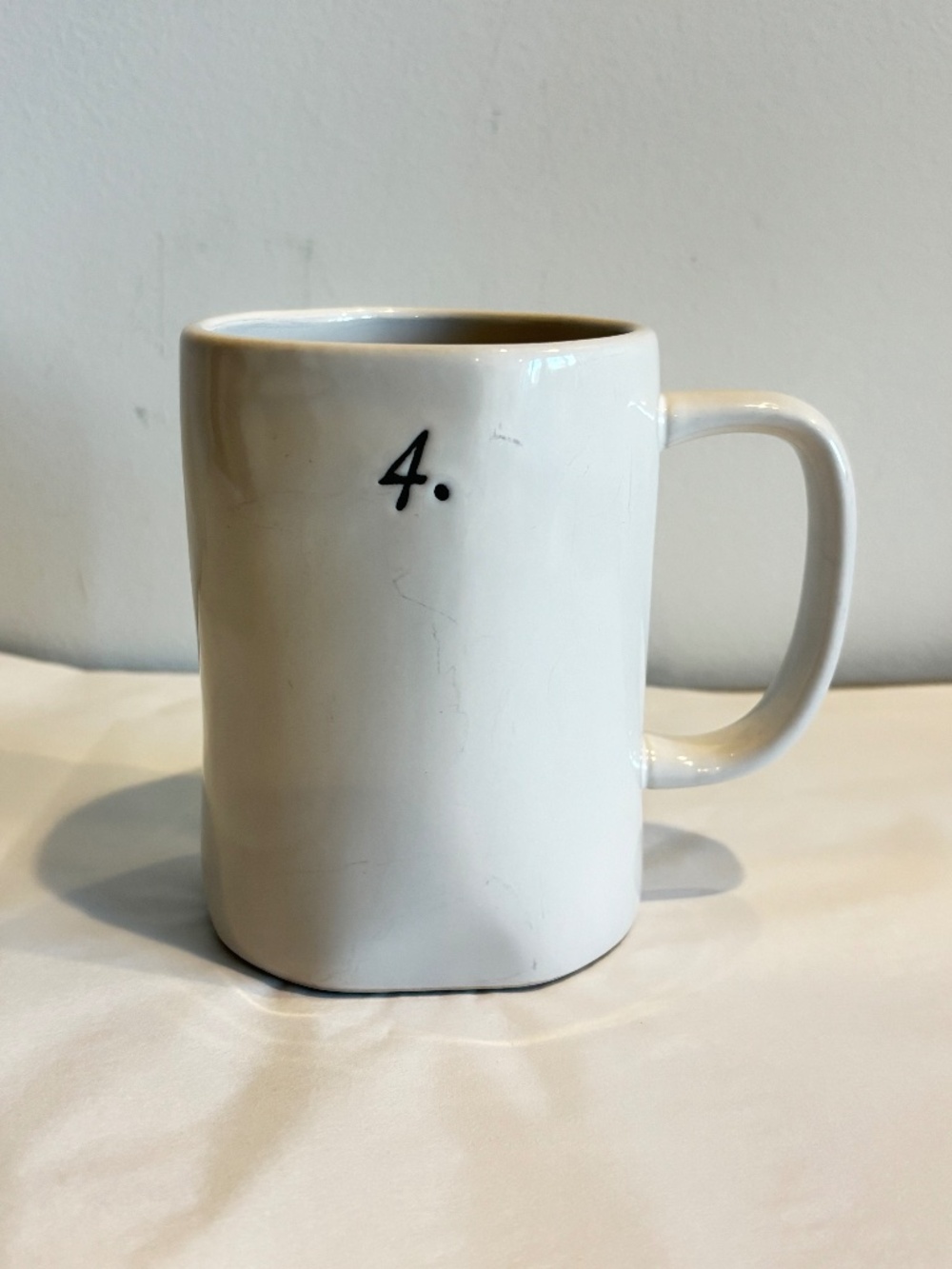 RAE DUNN numbered mug Artisan Collection by Magenta cream with black number 4